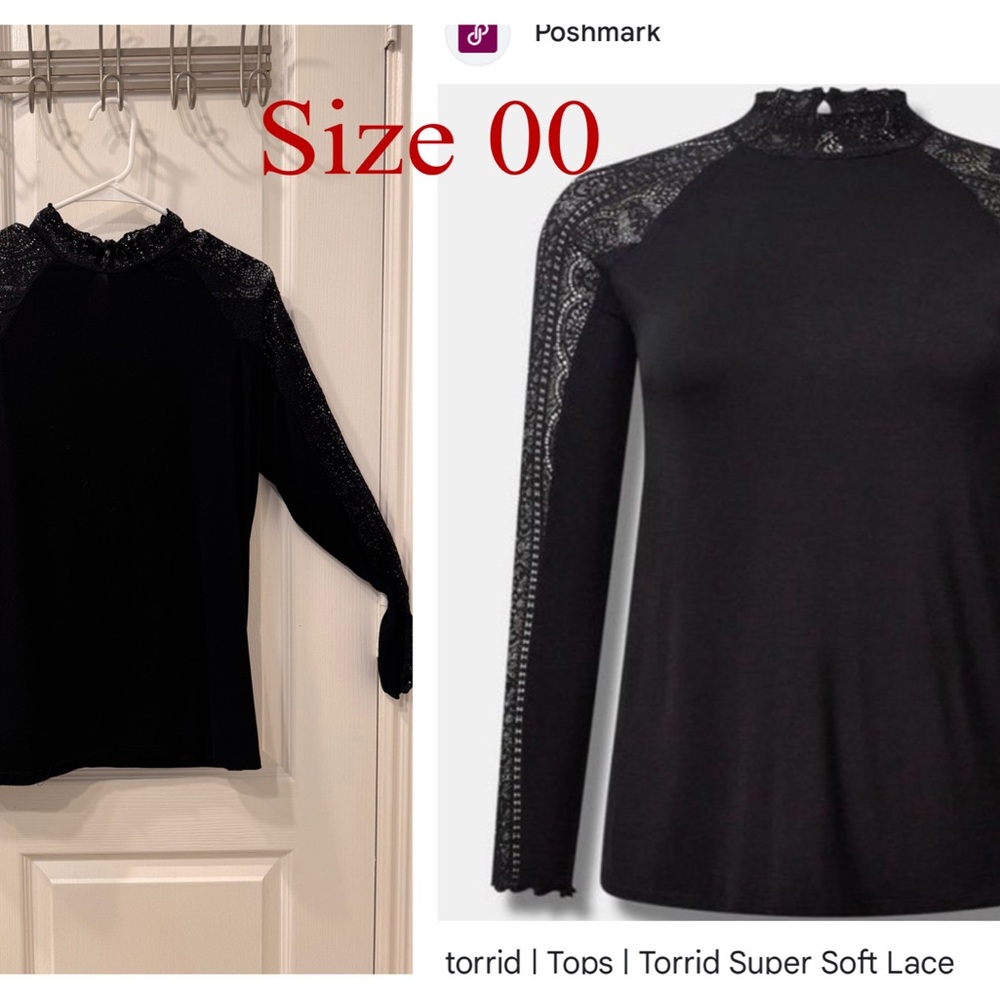 Torrid Black Lace Sleeve Blouse